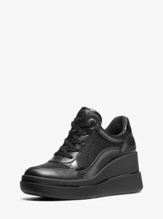 Emmy Leather and Mesh Wedge Trainer