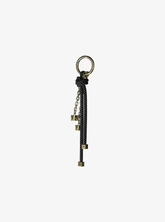 Gold-Tone and Speckled Cord Bag Charm