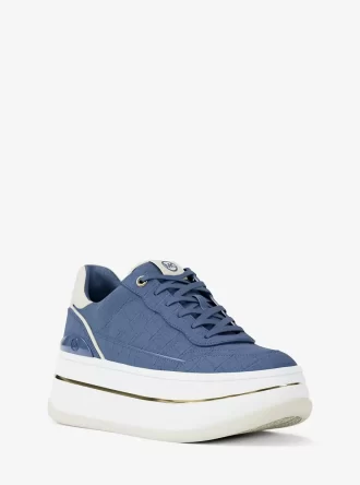 Hayes Crocodile Embossed Suede Platform Sneaker