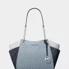 Jet Set Large Color-Block Signature Logo Shoulder Bag