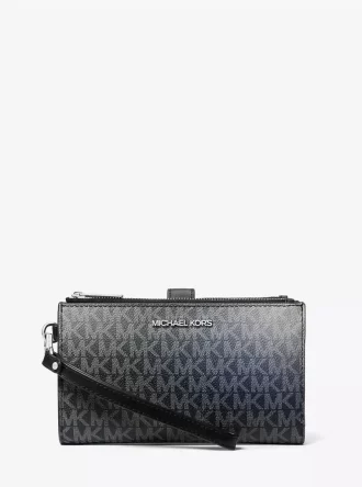 Jet Set Large Ombré Signature Logo Wristlet