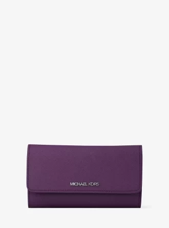 Jet Set Large Saffiano Leather Tri-Fold Wallet