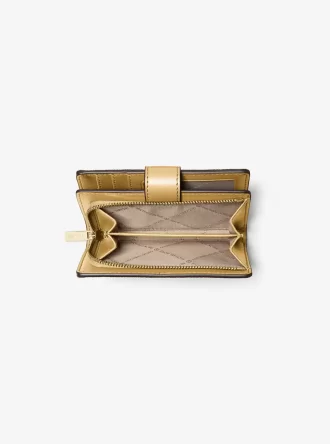 Jet Set Medium Metallic Saffiano Leather Bi-Fold Wallet