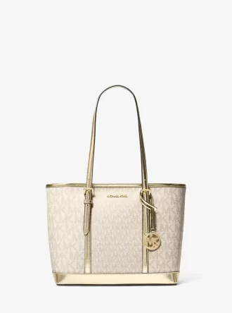 Jet Set Travel Small Metallic Logo Top-Zip Tote Bag