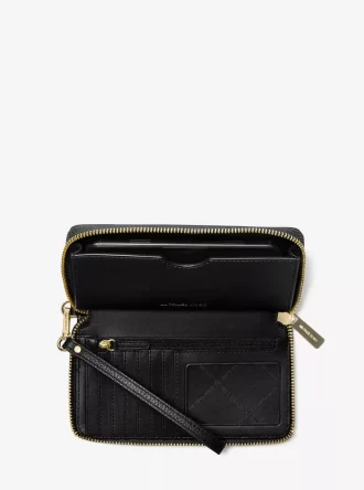 Large Pebbled Leather Smartphone Wristlet