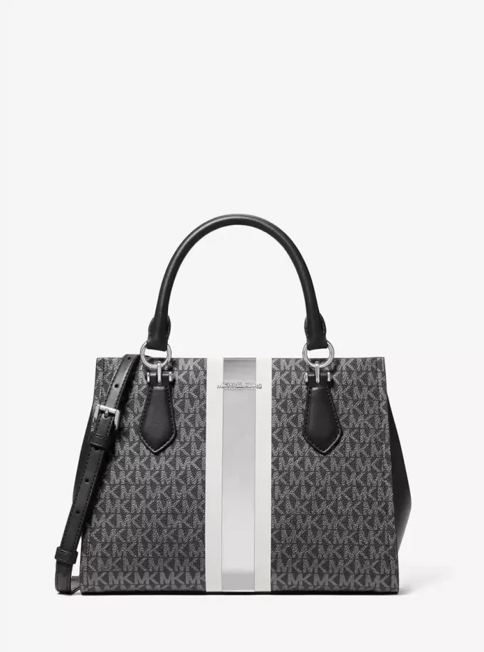Marilyn Medium Signature Logo Stripe Satchel