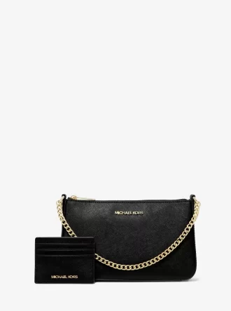 Medium Saffiano Leather Shoulder Bag and Card Case Gift Set