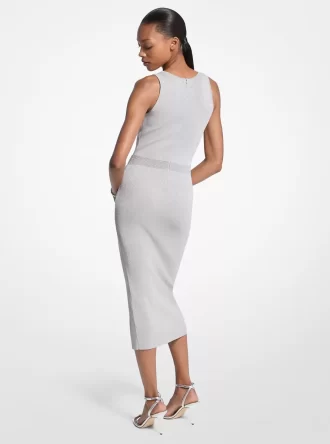 Metallic Knit Midi Tank Dress
