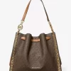Mina Large Signature Logo Chain Shoulder Bag