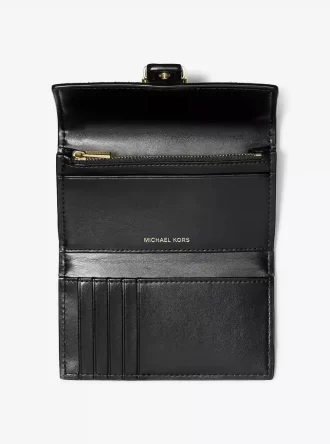 Nolita Medium Leopard Print Calf Hair and Leather Tri-Fold Wallet
