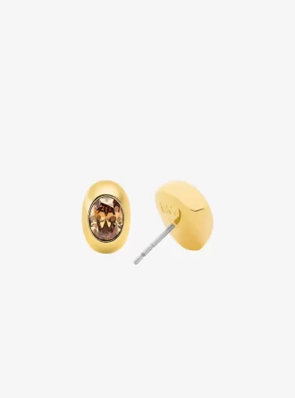 Oval Stone Stud Earrings