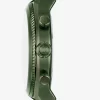 Oversized Panorama Olive-Tone and Crocodile Embossed Leather Watch
