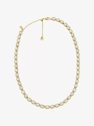 Precious Metal-Plated Cubic Zirconia Tennis Necklace