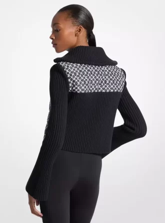 Quilted Graphic Logo and Knit Jacket