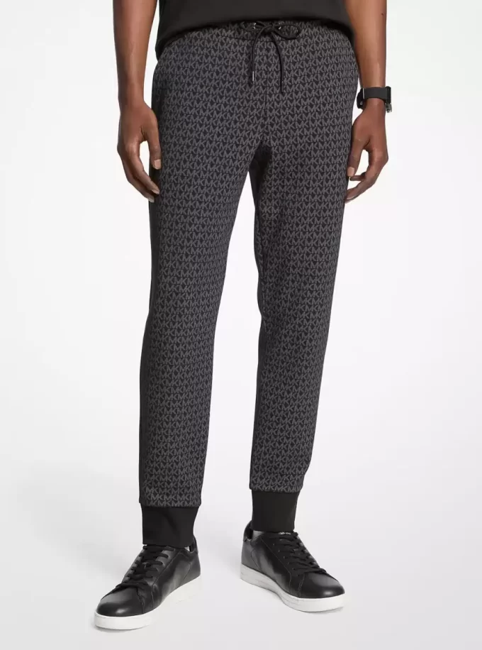 Signature Logo Print Cotton Blend Joggers
