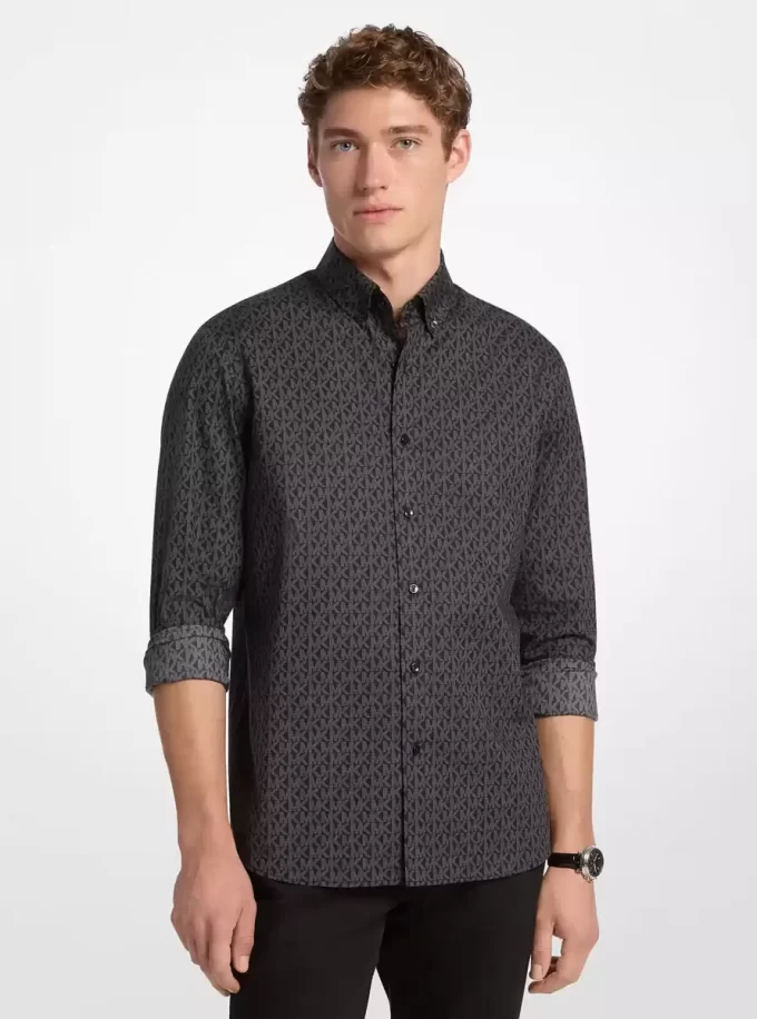 Signature Logo Stretch Cotton Shirt